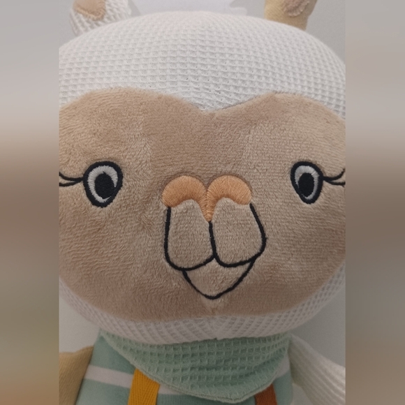 Coco Village 13" Llama Sensory Stuffed Plush Toy Boho Earthy Colors Wood Teether - Picture 8 of 9